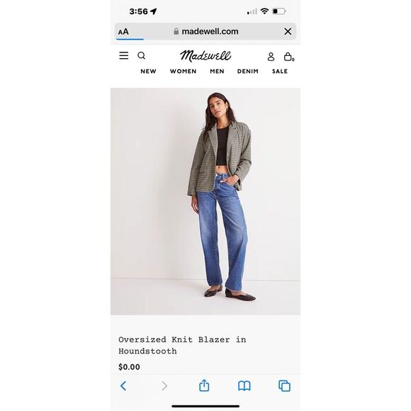 NWT Madewell Oversized Knit Blazer in Houndstooth XXS Black Gray Soft Jacket - Picture 10 of 10